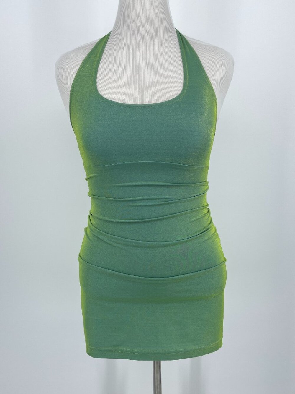 Vintage 90s All That Jazz Iridescent Metallic Halter Dress S